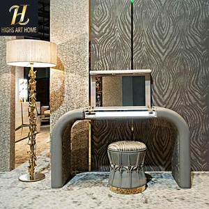 Coiffeuse design légère de luxe pour chambre à coucher rangement de bijoux table de maquillage en cuir personnalisation de meubles pour villa - Product Image 3