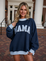 Sweater Wanita OEM Kerah Mock Neck Model Asimetris Warna Blok 100% Katun Fleece Oversized Pullover Jumper