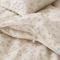 Ensemble de housse de couette à fleurs bleues, OEM ODM, ensemble de literie personnalisé avec fermeture éclair et taies d'oreiller pour la vente en gros, fournitures pour la maison