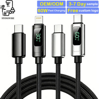 Cable USB Tipo-C Trenzado de Aleación de Zinc, Carga Rápida 3A, 60W PD 3.1, Revestimiento de Nailon para Cámara, 1m-3m
