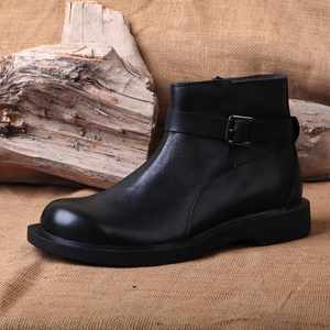Bottines élégantes pour hommes en cuir de vachette, chaudes et confortables pour l'hiver, avec doublure en cuir véritable, design à lacets - Product Image 4