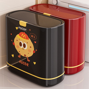 Ascor Waste Bin Rectangular With Lid Large Capacity For Bathroom Kitchen Living Room Cute Design - Product Image 2