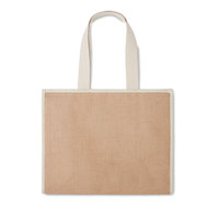 Sac isotherme personnalisé en jute lavable, style classique, imprimé sérigraphié, technique de couture, avec longue poignée, pour les courses quotidiennes