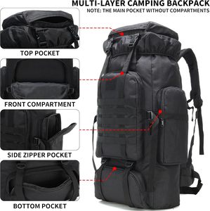 <span class=keywords><strong>Sac</strong></span> <span class=keywords><strong>à</strong></span> <span class=keywords><strong>dos</strong></span> de randonnée tactique Spoir pour hommes, <span class=keywords><strong>70L</strong></span> 100L, imperméable, grand <span class=keywords><strong>sac</strong></span> de voyage d'extérieur avec système MOLLE, durable, Oxford 900D - Product Image 3