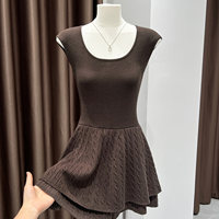 Robe gilet trapèze pour femme, couleur unie, nouveau style, tricot ajusté cintré à la taille