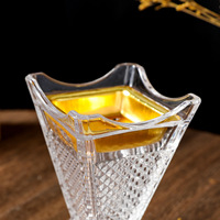 Langxun C23 Brûleur d'encens en verre de cristal arabe sculpté, pour le Moyen-Orient et l'exportation, pour la maison et le salon, avec support à charbon et boîte à cendres