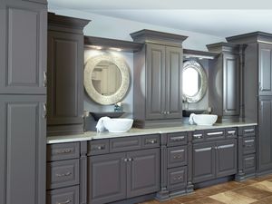 خزائن مخزون بالجملة/الولايات المتحدة مشروع تجديد مبنى شقة الأمريكية القياسية الرمادي الأزرق خزائن شاكر للمطبخ - Product Image 3