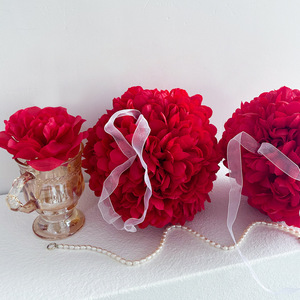 Artificial Chrysanthemum Flower Ball 15cm Red Plastic <b>Wedding</b> Ceiling Decorations Romantic Style Home <b>Props</b> - Product Image 1