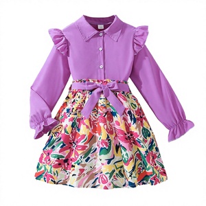 Nuevo Vestido Casual con Cuello Redondo y Lazo para Niñas de 8 a 12 Años, Manga Larga, Estampado, Falda Corta hasta la Rodilla, Línea A, Otoño - Product Image 3