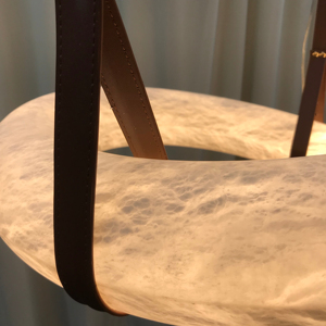 <span class=keywords><strong>Lampada</strong></span> a Sospensione Personalizzata in Alabastro a Fascia per <span class=keywords><strong>Soggiorno</strong></span> Villa Hotel Lampadario in Pietra di Marmo Spagnolo - Product Image 5