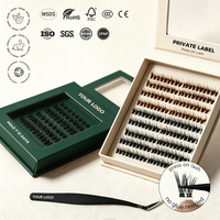 Extensions de cils à poser sur mesure, longueur personnalisée 8-16mm, 3D réutilisables en fibres végétales, 100% faites à la main, bouquets de cils courbés