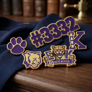 Nuevos pines de metal esmaltados personalizados con letras, números, patrones, diseños de logotipos escolares, pines de solapa para sombreros, ropa, espíritu escolar y orgullo de equipo - Product Image 4