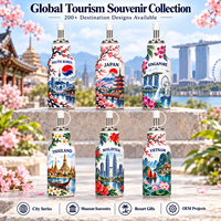 Botol Minyak Keramik Suvenir Korea Selatan dengan Desain Pemandangan Seoul dan Bunga Sakura, Dispenser Minyak Porselen Landmark Asia Korea
