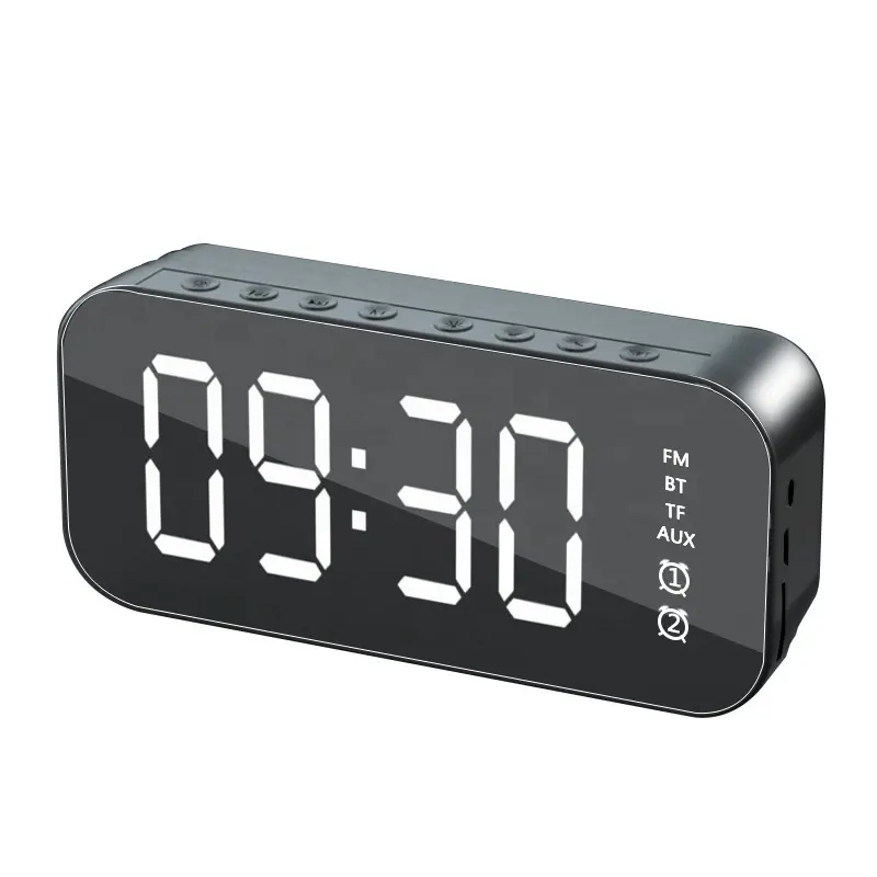 Relógio alarme portátil espelhado, alto-falante a18 mãos livres, espelhado, fm, tf, para computador e tablets, ar livre