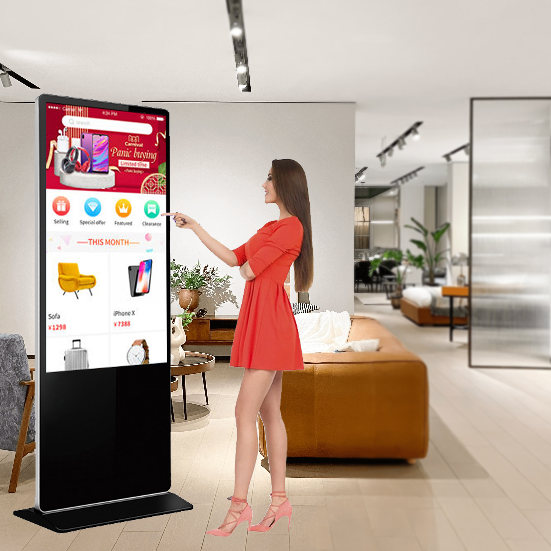 43 49 55 65 дюймов сенсорный ЖК-экран digital signage media player напольный дисплей рекламное игровое оборудование