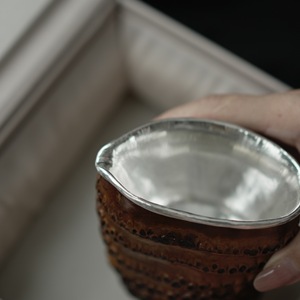 Handmade pure natural bamboo root fairness <b>cup</b>, master-crafted silver-plated <b>tea</b> dispenser, <b>tea</b> ceremony accessory, <b>tea</b> <b>set</b>, - Product Image 3