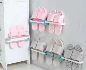 Folding Slippers <b>Holder</b> <b>Shoes</b> Hanger Self Adhesive Storage Towel Racks Bathroom Slippers Rack Wall Mounted <b>Shoe</b> Organizer Rack - Product Image 1