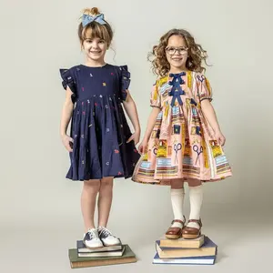 Ragazze Casual estate primo giorno di scuola abito OEM stampa 'matite Boutique' per classe perfetto per tornare a scuola i bambini