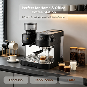 Machine <span class=keywords><strong>à</strong></span> café expresso Anbolife 20 bars avec moulin intégré, <span class=keywords><strong>mousseur</strong></span> <span class=keywords><strong>à</strong></span> <span class=keywords><strong>lait</strong></span>, latte et cappuccino <span class=keywords><strong>à</strong></span> une touche, 1600W, pour la maison - Product Image 4