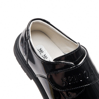 Chaussures de campus pour garçons en PU noir respirant et léger, toutes saisons, avec fermeture auto-agrippante, chaussures habillées formelles pour l'école