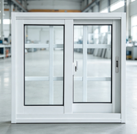 Ventana Corredera de Aluminio Estilo Americano, Doble Acristalamiento, Marco de Alta Seguridad con Rejillas Antirrobo para Casa