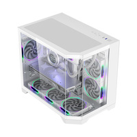 Boîtier d'ordinateur ATX/MATX, boîtier de jeu PC, cabinet transparent, châssis de serveur CPU GPU pour ordinateur de bureau avec verre trempé