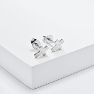 Cross <b>Stud</b> Earrings Gold <b>Titanium</b> Steel Unisex Fashion Jewelry - Product Image 4
