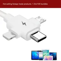 Kabel Pengisian Daya & Data USB Type-C PVC 3-in-1 untuk Apple, Huawei & Android, Kompatibel untuk Penggunaan Lintas Batas Perdagangan Luar Negeri