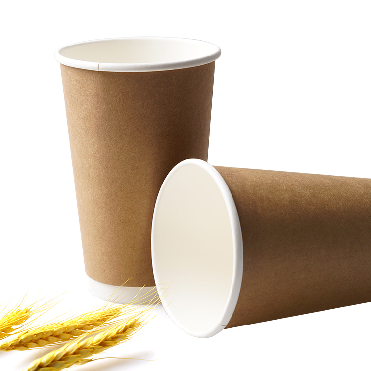 Disposable takeaway double wall  kraft hot drink paper coffee cups Paper Cup With Lid