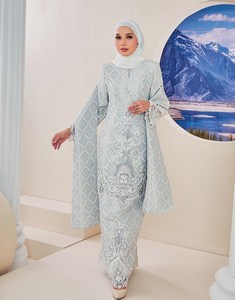 SIPO EID musulman Abaya ensemble Malaisie vêtements pour femmes 2 pièces Abaya costumes dentelle perle baju kurung gros vêtements islamiques - Product Image 5