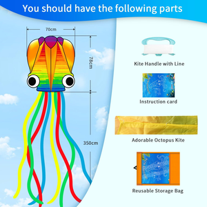 ว่าวปลาหมึก 3 มิติขนาดใหญ่ พร้อมหางยาว ง่ายต่อการเล่น เหมาะสำหรับทริปไปชายหาด กิจกรรมครอบครัว และเกมส์ต่างๆ - Product Image 2