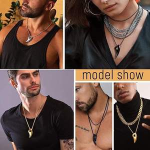 Collier pendentif de mode pour femme, bijoux fins, ensemble de colliers en acier inoxydable, bijouterie dentaire - Product Image 2