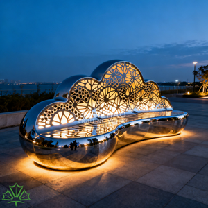 Banco de Jardín SENZHAO con Luz LED Impermeable, Asiento de Acero Inoxidable para Exteriores, Iluminación Comercial para Parques y Paisajes - Product Image 3