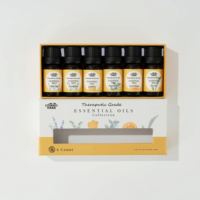 Juego de 6 Aceites Esenciales de Grado Terapéutico Personalizados OEM/ODM, Kit de Aromaterapia con Limón, Árbol de Té, Naranja Dulce y Eucalipto