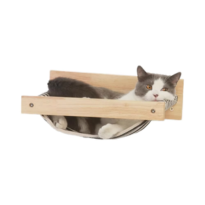 Modern Eco-Friendly Wooden Cat Hammock Wall-Mounted <strong>Pet</strong> <strong>Bed</strong> with Intriguing Print for Resting and Leisurely Climbing - Product Image 1