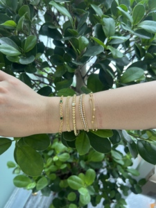 Thời Trang 18K Mạ Vàng Thép Không Gỉ Ngăn Xếp Vòng Đeo Tay Thiết Lập Cho Phụ Nữ Nhiều Lớp Zircon Hạt Vòng Đeo Tay - Product Image 2