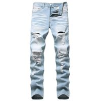 Men's Ripped Skinny Biker Jeans, Plus Size, Casual