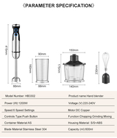 Mixeur Plongeant Électrique Multifonction 4-en-1 en Acier Inoxydable pour Cuisine, Préparation Alimentaire Bébé et Batteur Fouet – Qualité Allemande