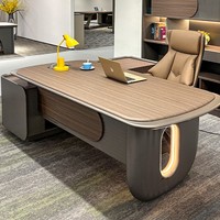 Bureau de direction ergonomique moderne de luxe en forme de L avec armoire latérale, table de direction pour PDG