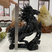 Statue de cheval en néphrite verte noire naturelle de 4 kg, sculpture d'animal en cristal, ornement, décoration de la maison, cadeau