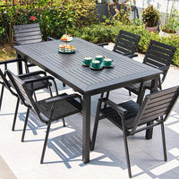 Nouvelle collection de meubles en alliage d'aluminium, table et chaises de jardin modernes pour balcon, pique-nique, meubles d'extérieur en plastique et en bois