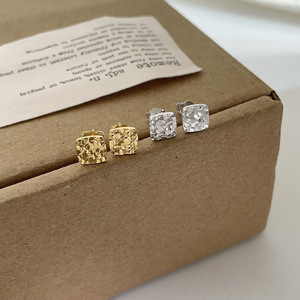 925 Sterling <b>Silver</b> <b>Stud</b> Earrings Square Geometric Bezel Setting For Women Everyday Wear - Product Image 4