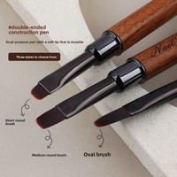 Juego de 3 pinceles de doble punta para decoración de uñas, mango de madera de sándalo, herramienta para pintar con gel UV, dibujo degradado