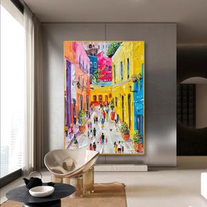 Grande Peinture Murale 3D Urbaine Colorée, Art Mural Texturé, Décoration Intérieure, Cadeau Idéal pour l'Agencement - Product Image 6