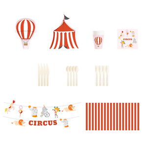 Kit de Fiesta Infantil con Temática de Circo DAMAI, con Platos y Vasos Desechables de Papel, Pancarta para 10 Personas, Juego de Vajilla para Fiesta - Product Image 3