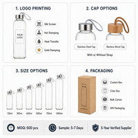 Bouteilles de jus en gros BSCI, bouteilles d'eau sans BPA, réutilisables, en verre, écologiques, bouteilles d'eau en verre personnalisées pour cadeaux