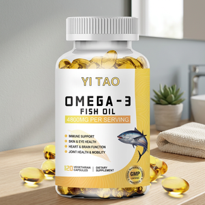 Huile de poisson oméga-3 4800 mg par portion – Favorise la santé du cœur, du cerveau, des articulations, du système immunitaire, de la peau et des yeux, 120 capsules végétariennes - Product Image 1