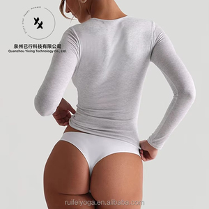 Nouveau T-shirt Crop Top à Manches Longues Dry Fit en Jersey, Polyester et <span class=keywords><strong>Spandex</strong></span>, Double Couche, Col Rond, pour Femme - Product Image 6