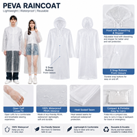 Imperméable léger en PEVA transparent, imperméable, réutilisable, avec capuche, pour adultes