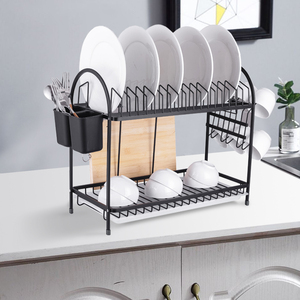 Escurridor de vajilla multifuncional de 2 niveles, escurridor de vajilla de aluminio único para la cocina, estante de drenaje automático - Product Image 2